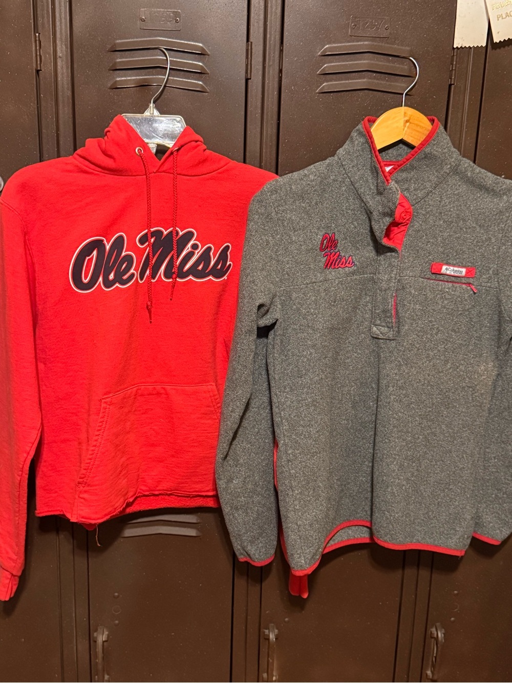 Ole Miss bundle - vintage Champion Hoodie & Columbia Gray Fleece Pullover